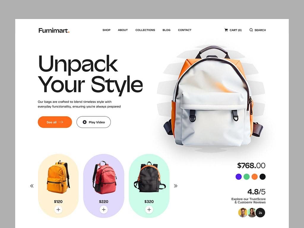 Premium bag D2C brand e-commerce website case study by TML Agency