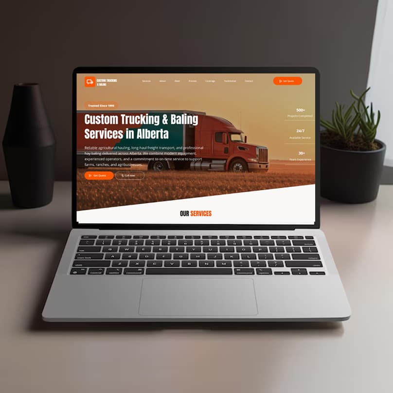 Custom Trucking & Baling - Branding & Web project by TML Agency