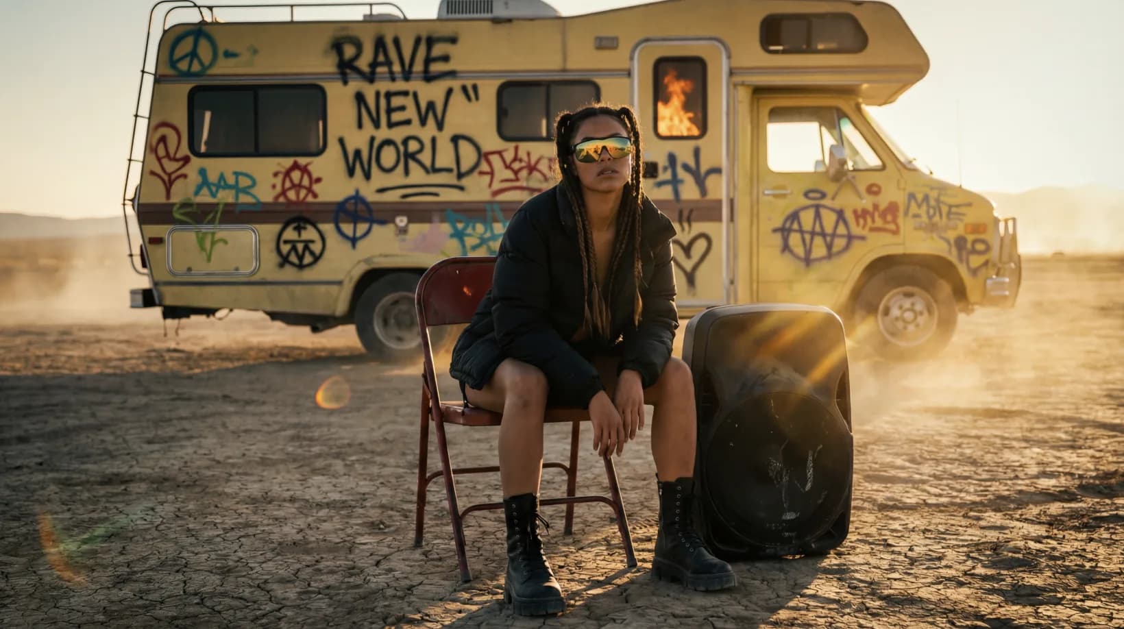 Fashion product photography — designer handbag at sunset