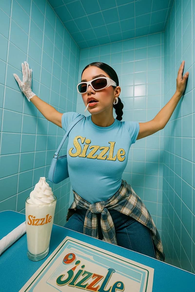 Retro brand lifestyle product shoot — fashion and food styling